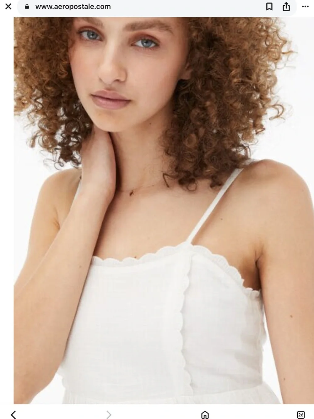 Aeropostale White Tiered Spaghetti-Strap Babydoll Mini Dress lace small cotton